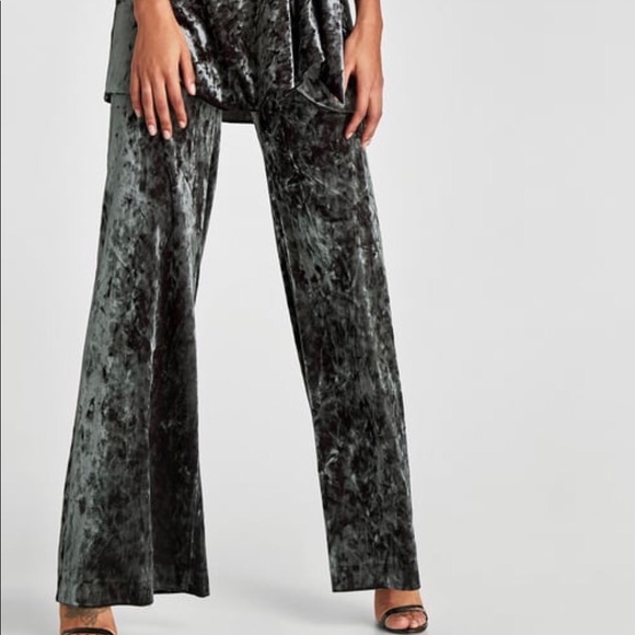 silver velvet pants